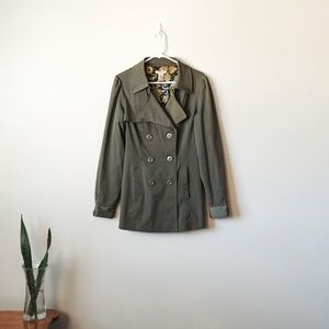 VERTIGO PARIS VINTAGE GREEN RAIN TRENCH COAT LARGE